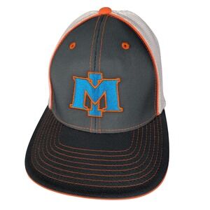 Pacific Headwear Flexfit Pro Model Baseball Cap Gray Orange Mesh Logo Adult L XL